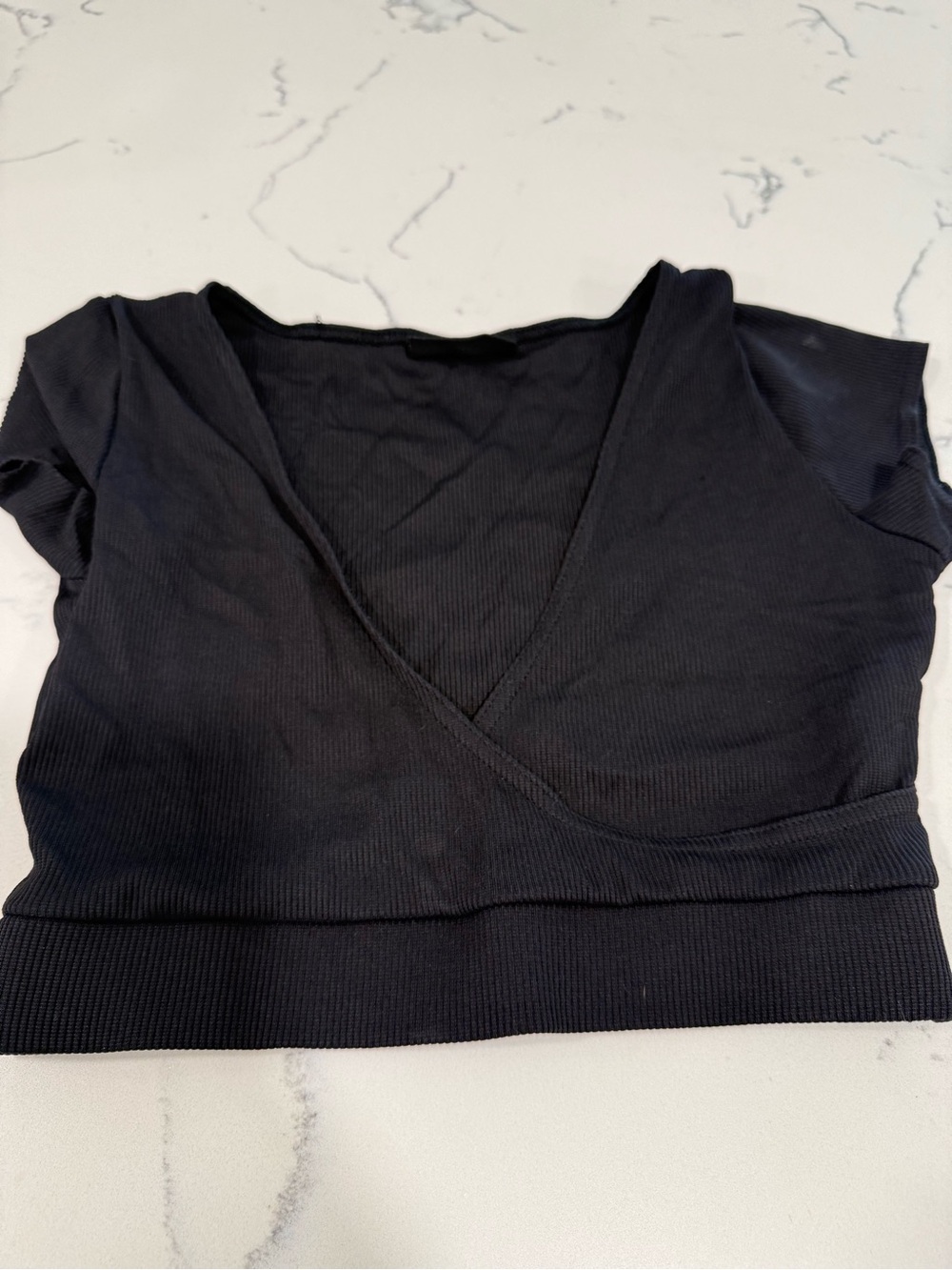 Blackmilk Black Ribbed Wrap Front Crop Top